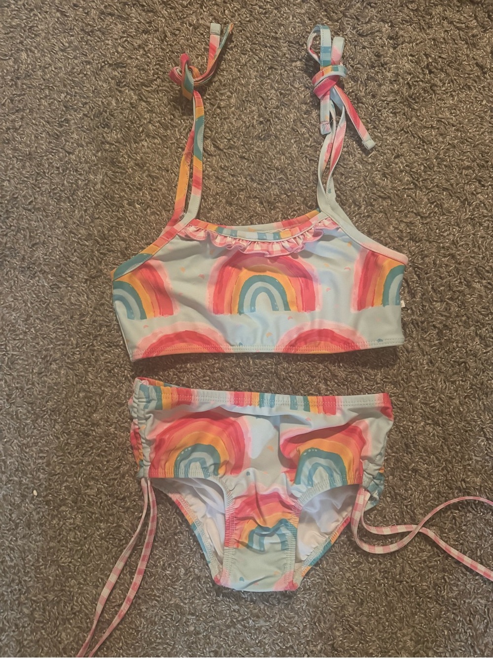 SweetHoney Girls Rainbow Print Bikini - Pink, Yellow, Blue